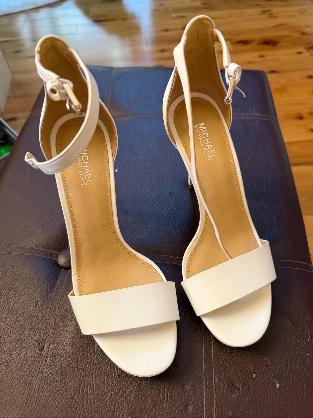 MICHAEL Michael Kors White Open-Toe Ankle-Strap Heels